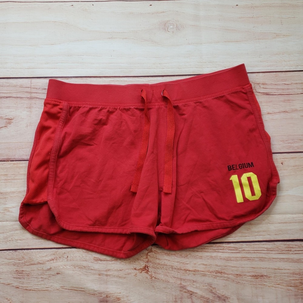 Belgium Shorts Womens Small Red Athletic Elastic Waist Running Gym Workout